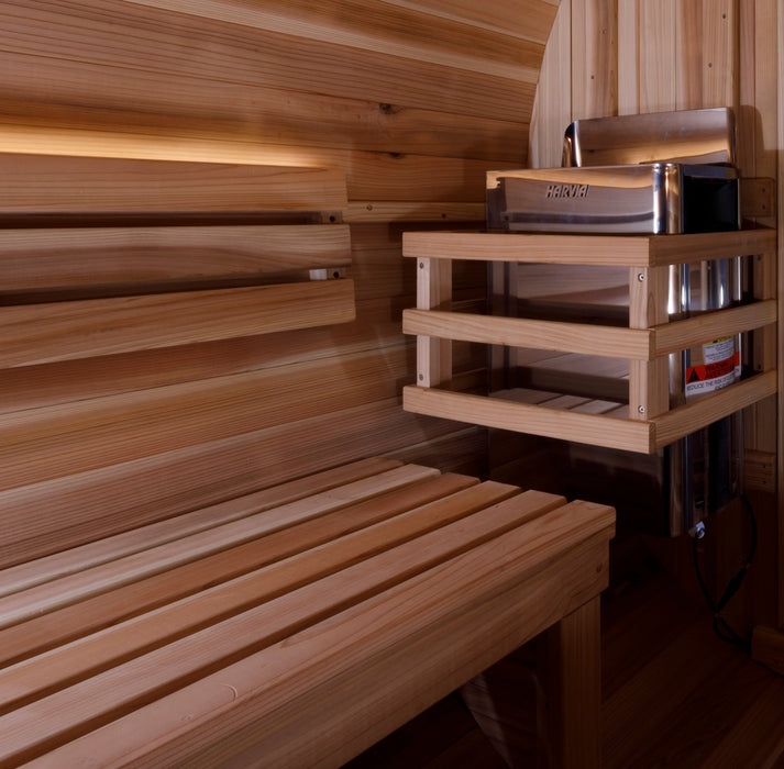Golden Designs "Zurich" 4 Person Barrel with Bronze Privacy View - Traditional Steam Sauna -  Pacific Cedar